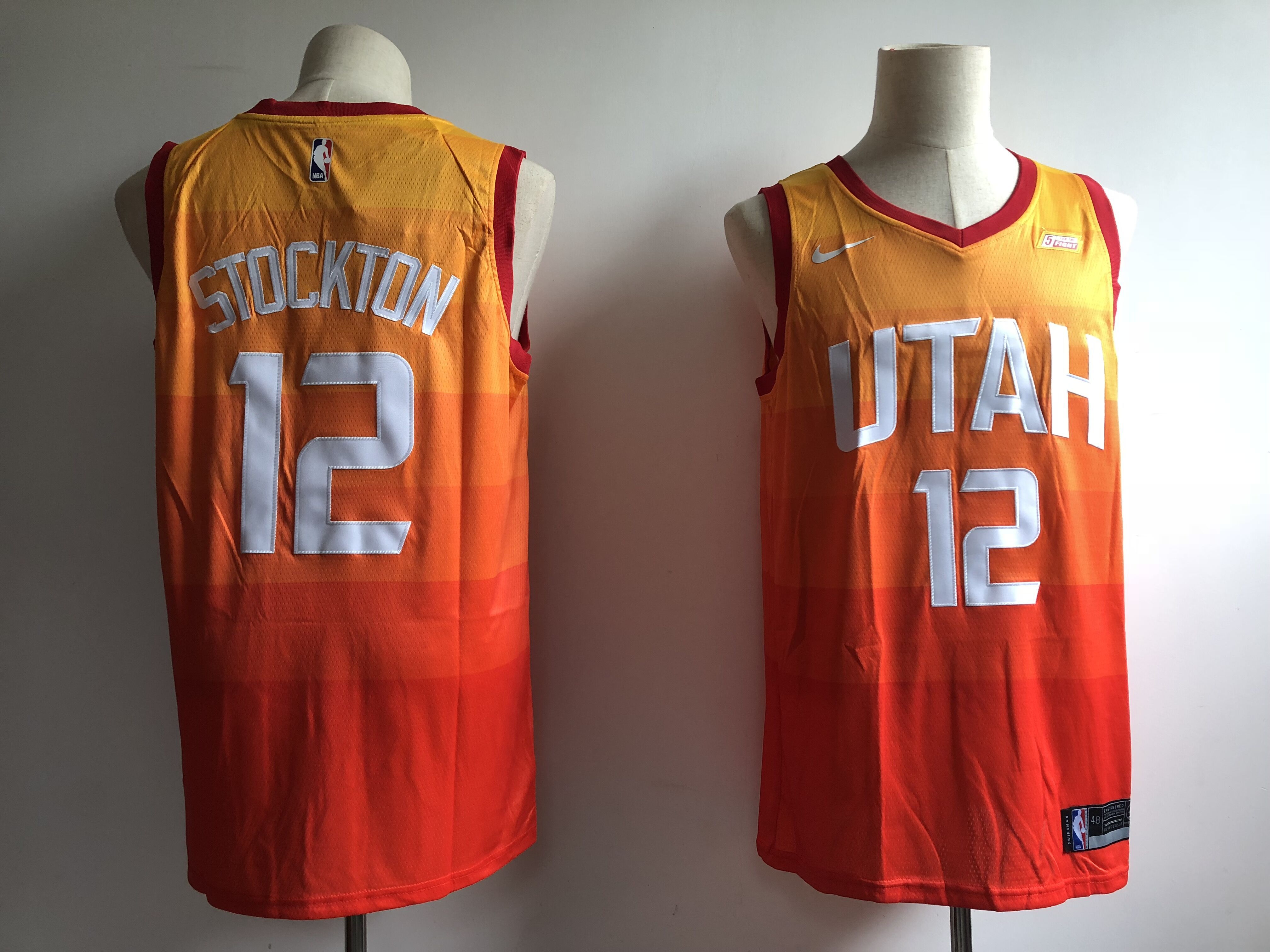 Men Utah Jazz #12 Stockton Orange City Edition Game Nike NBA Jerseys